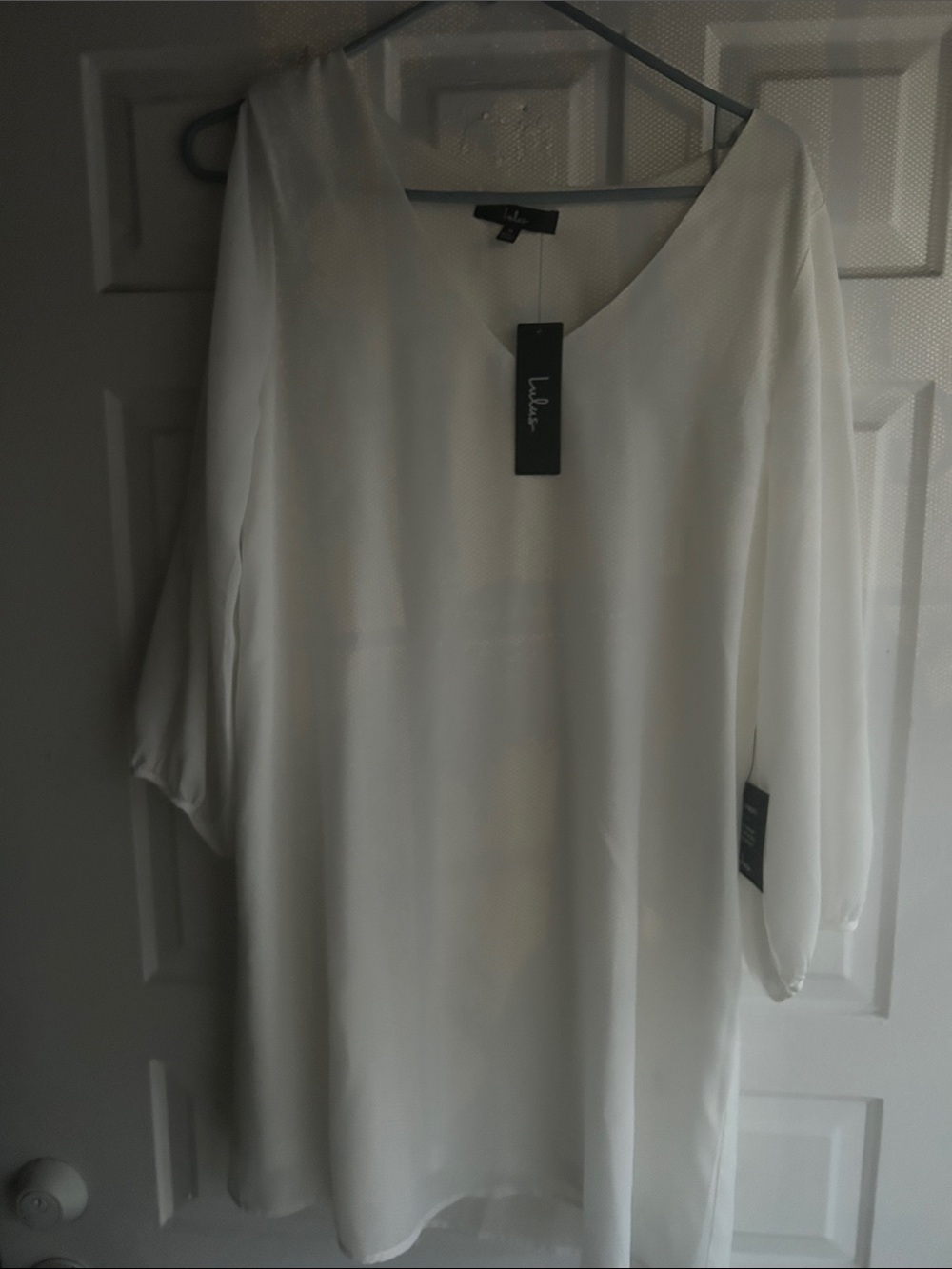 ♥️Lulu’s Dress Womens medium Mini White Long Cut Out Sleeve Beach Wedding